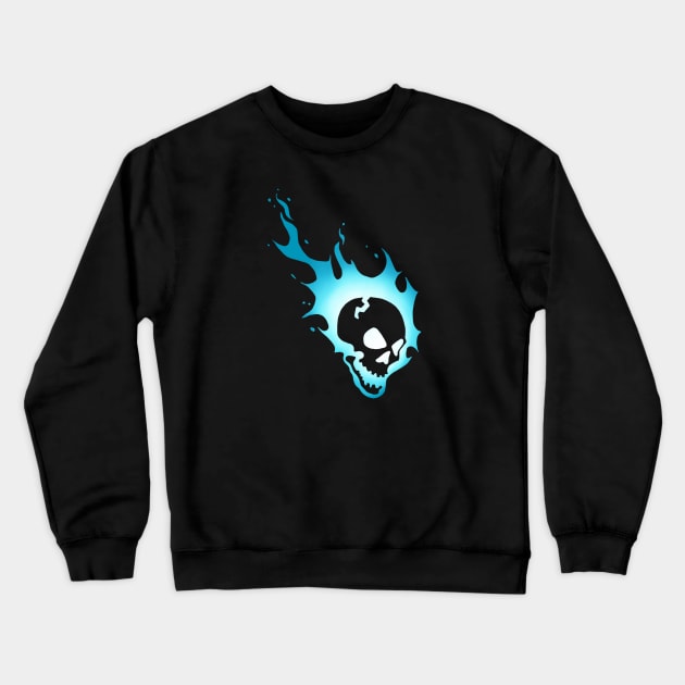 Flaming Skull Blue Crewneck Sweatshirt by Owllee Designs